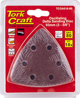 Oscillating sandpaper a/o 93mm 10pc delta shape 80grit